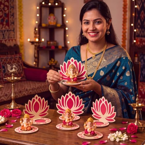 DoubleFill 24 Pack Indian Decorations for Pooja Candle Holder, Lotus - Image 6