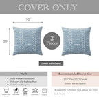 BlissBlush Coastal Blue Decorative Throw Pillow Covers 20x20 Set of 2, Soft Woven Chenille Accent Pillow Covers for Couch Sofa Bed, Textured Farmhouse Cushion Covers for Living Room - Image 7
