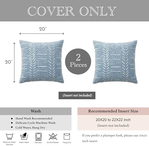 BlissBlush Coastal Blue Decorative Throw Pillow Covers 20x20 Set of 2, Soft Woven Chenille Accent Pillow Covers for Couch Sofa Bed, Textured Farmhouse Cushion Covers for Living Room - Image 7