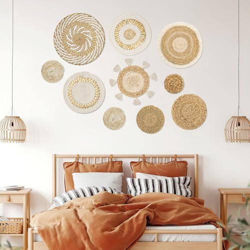 Set of 10 Boho Wall Basket Decor Wicker Woven Wall Basket Decoration - Image 4