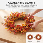 Appalachia Berry Silk Fall Door Wreath 20 Inch Harvest Front Door Decor - Image 5