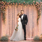 20x8ft Peach Tulle Backdrop Curtain with Lights String for Parites, Sheer Backdrop Curtains for Wedding Baby Shower Birthday Party Photo Shoot Decorations - Image 6