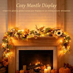 6FT Fall Garland with Lights, Artificial Sunflower Pumpkin Berry Pinecone Daisy Vine, Thanksgiving Autumn Harvest Home Decor for Mantle Porch Table Centerpiece - Image 2