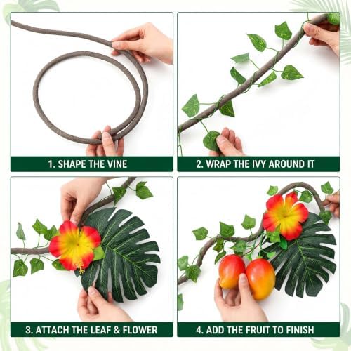 77PCS Tropical Jungle Decor Kit for Luau, Safari & Baby Shower - Image 6