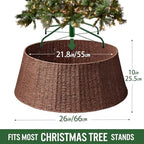 Hommtina Christmas Tree Collar- 26",Christmas Tree Base Christmas Tree Basket Collar for Home, Living Room,for Covering Tree Stand (Brown, 26 in) - Image 2