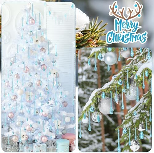 Vercraft 100 Pcs Christmas Tree Acrylic Hanging Ornaments, Blue - Image 6