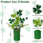 TORONTOKYO 6Pcs St Patricks Day Decorations Artificial Potted Plant Green Shamrock Stems Floral Picks Small Fake Plant for Home Party Table Centerpiece Decor - Image 3