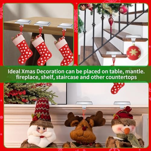 Oleitodh 8 Pack Metal Silver Christmas Stocking Holders for Mantle Heavy Duty Stocking Hangers Stocking Hook Christmas Ornaments for Counter Tables Window Fireplace Mantle Decoration - Image 6
