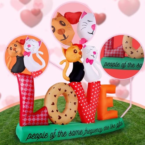 7.2Ft Valentines Inflatables Outdoor Decorations Love Letters Cuddling Cats, LED Blow Up Yard Garden Decor for Wedding Proposal Anniversary, Waterproof Lawn Display with 6 Stakes - Image 6