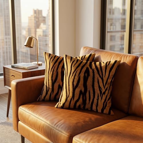TOMWISH Tiger Skin Print Pillow Case Throw Pillow Cover 24x24 Inch Set of 2 - Image 3