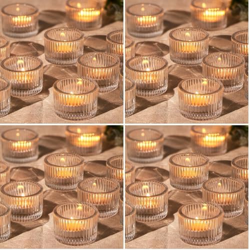 96 Pack Tea Light Candle Holders, Glass Clear Tealight Candle Holder Votive Candles Holders for Fall Wedding Table Centerpiece, Home Decor and Party Supplies by LOVELIGHTLOVELIFE