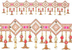 Decorative Toran Door Hanging Artificial Velvet Cloth Bandanwar Beads Toran Wall Hanging for Home Decor Main Entrance Window Indian Tradition Festival Holi gudi padwa Decorations (Size:-35"X6")(Pink) by AditriCreation