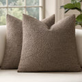 MIULEE 24x24 Decorative Euro Sham Boucle Couch Pillow Covers Light Brown by MIULEE