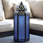 Vela Lanterns Decorative Indoor Candle Holder Table Centerpieces - Moroccan Hanging Outdoor Patio & Porch Home Decor, Turkish Floor Lamp for Wedding, Ramadan (Extra Large 16", Cobalt Blue Glass) - Image 2