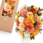 Ling's moment Fake Flowers Box, Vintage Coral & Orange Deluxe Combo by LingsMoment