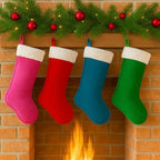 Traditional Christmas Stockings for Family Holiday Decorations and Xmas Tree Fireplace (6, Navy Blue-Grain-Large) - Image 7