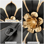 Villa Como Set of 3 Black and Gold Metal Flowers Wall Art Decor 10" - Image 3
