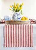 Solino Home 100% Pure Linen Table Runner, 14 x 156 in, Red and White Stripe by SolinoHome