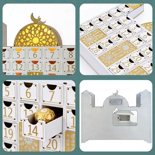 Ramadan Decorations, Wooden Countdown Calendar Mosque Advent Calendar Ramadan Decor Ramadan Gifts Eid Decor - Image 3
