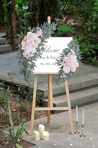 Olalaka Pink Wedding Arch Flowers Set of 2 for Wedding Welcome Signs, Artificial Wedding Flowers for Wedding Ceremony Outside(Pink & Ivory) - Image 2