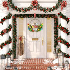 Pre-Lit Christmas Wreath for Front Door, Gingerbread with 6H On/18H Off - Image 5
