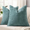 decorUhome Textured Chenille Throw Pillow Covers 24x24 Set of 2 Teal by decorUhome