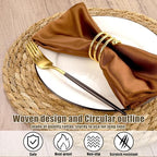 Kochorie Set of 36 Round Woven Placemats 13.8 Inch Bulrush Placemats Natural Handwoven Boho Rattan Wicker Table Mats for Farmhouse & Home Dining - Image 3