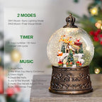 Christmas Snow Globes Lantern with Music, Winter Village Scene Snow Globes with Swirling Glitter Effects, USB/Battery Powered with 6-Hour Timer, Christmas Decorations - Image 3