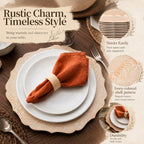 24 Pcs 13" Wooden Textured Charger Plates with Napkin Ring, White - Image 3