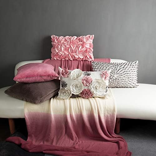 KINGROSE Handmade 3D Flower Soft Home Decorative Throw Pillow Case Rectangle Cushion Cover for Bed Living Room Sofa 12 x 20 Inches Solid Suede Pink - Image 6