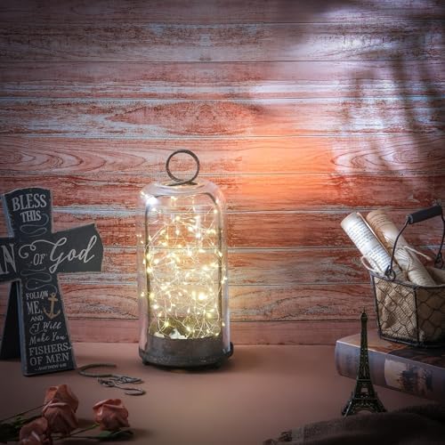 12" High Versatile Modern Metal Hurricane Lantern with Handmade Sturdy Glass Dome in Rustic Brown for Pillar Candle & Plants, Industrial, Farmhouse, Shabby Chic (Brown, 5"x12") - Image 4