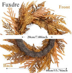 Fall Wreath 16inch, Autumn Fall Door Wreaths with Orange Pine Needle, Light Brown Pinecone,Yellow Wheat, Farmhouse Wreath Decor for Indoor Outdoor Window Wall Christmas Decor - Image 2