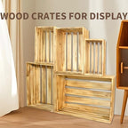 5 Pcs Wooden Crates for Display, Nesting Wood Crate for Storage, 5 Size - Image 5