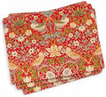 Pimpernel Morris & Co Strawberry Thief Red Placemats, Set of 4 - Heat & Stain Resistant, Cork Back Table Mats Featuring Classic Birds & Botanical Design - Minimal Tableware for Hosting by Pimpernel