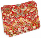 Pimpernel Morris & Co Strawberry Thief Red Placemats, Set of 4 - Heat & Stain Resistant, Cork Back Table Mats Featuring Classic Birds & Botanical Design - Minimal Tableware for Hosting by Pimpernel