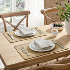 ZeeMart Linen Checked Farmhouse Placemats Set of 6, Camel 13x19in - Image 2