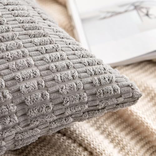 MIULEE Euro Sham Decorative Throw Pillow Covers 26x26 Light Grey Pack of 2 - Image 6