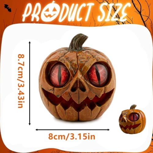 Halloween Pumpkin Decor Spooky Pumpkin Figurine Resin Statue, Red - Image 4