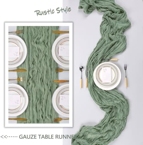 12 Pack 35 x 120 Inch Sage Green Table Runner Cheesecloth - Image 6