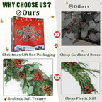 6FT Christmas Garland with Lights Artificial Pine Cypress Eucalyptus Garland with Red Berries Christmas Tips Cedar Garlands,Christmas Decorations Holiday Indoor Outdoor Winter Garland - Image 3