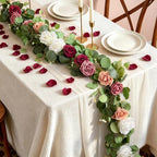 Aneco 2‑Pack 6 Ft Wine Red Artificial Eucalyptus Rose Garland Vine by Aneco