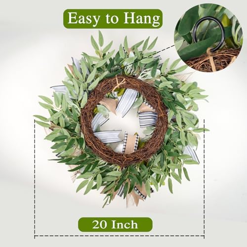 WREATHOME Lambs Ear Wreaths for Farmhouse Front Door Outside Year Round - Image 4