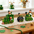 YIYA 3 Pcs Ireland St Patricks Day Decorations Train Figurine with Lighted Leprechaun Irish Resin Tabletop Centerpiece Decor for Home Tiered Tray Decor - Image 5