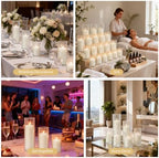36 Pack White Pillar Candles + 36 Pack Vertical Ribbed Clear Glass Cylinder Holders, Hurricane Candle Shades for Wedding, Home, Party Table Centerpieces Decor - Image 5