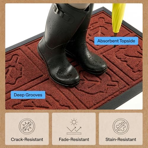 GORILLA GRIP WeatherMAX Door Mat, Indoor Outdoor, 35x23, Burgundy Leaves - Image 5