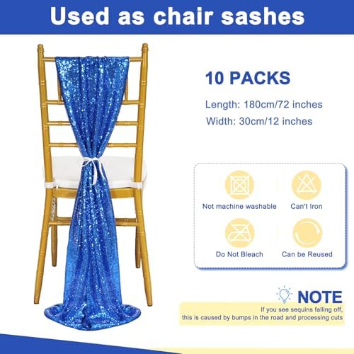 Royal Blue Sequin Table Runners 10 Pcs 12x72 Glitter Sparkly Table Runner for Wedding Birthday Party Graduation Ceremony Supplies Decorations - Image 4