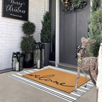 2 Pcs Summer Door Mat, Coco Coir Welcome Doormat with Black and White Striped Mats, Extra Thick & Non-Slip Backing for Farmhouse Front Porch Entryway, Seasonal Layered Porch Décor Floor Mat (Welcome) - Image 6