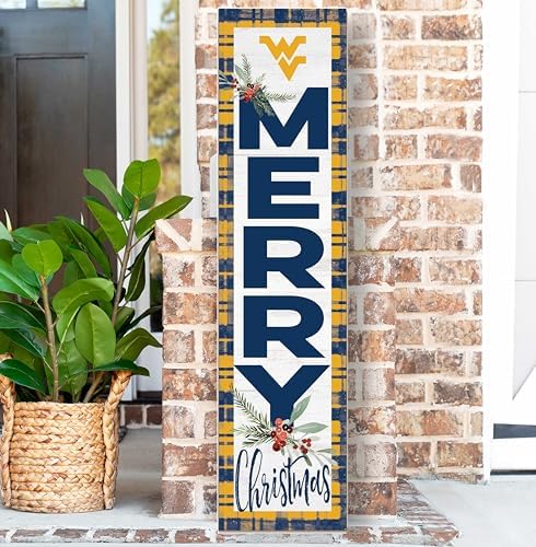 KH Sports Fan West Virginia Mountaineers Holiday Porch Leaner, 11x46 Inches, Mountaineers Outdoor Christmas Sign; Display Some Holiday Cheer with This West Virginia Mountaineers Christmas Sign - Image 2