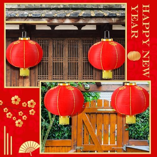 Hortsun 6 Pcs Chinese New Year Lanterns 2026 Lunar New Year Red Lanterns Traditional Hanging Lamp Shade Decor with Golden Tassel for Chinese Spring Festival Vietnamese TET Party Decorations(20 Inch) - Image 5