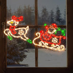 50L Lighted Christmas Sculpture,Including: Deer x1,Santa and Sleigh x1， for Holiday Indoor and Outdoor Wall Door Christmas Window Decorate by JUSTPRO